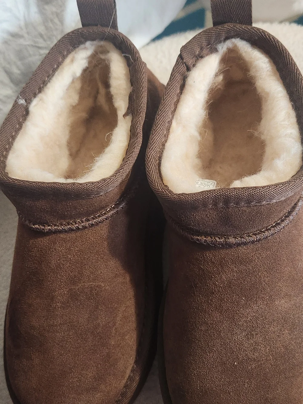 BearPaw Brown Suede Platform Shearling-Lined Ankle Boots